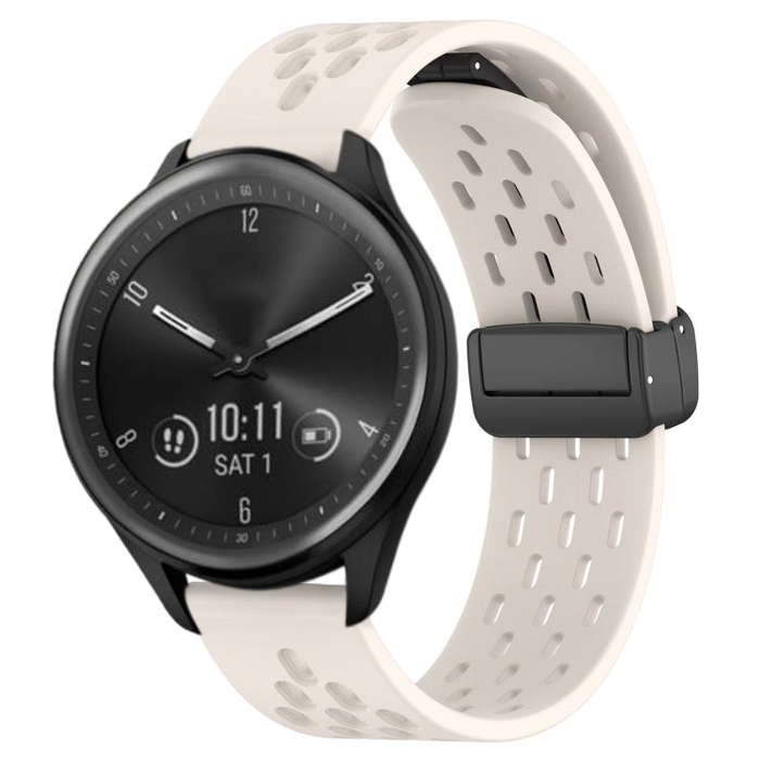 For Garmin Vivomove Sport 20mm Folding Magnetic Clasp Silicone Watch Band(Starlight Color)