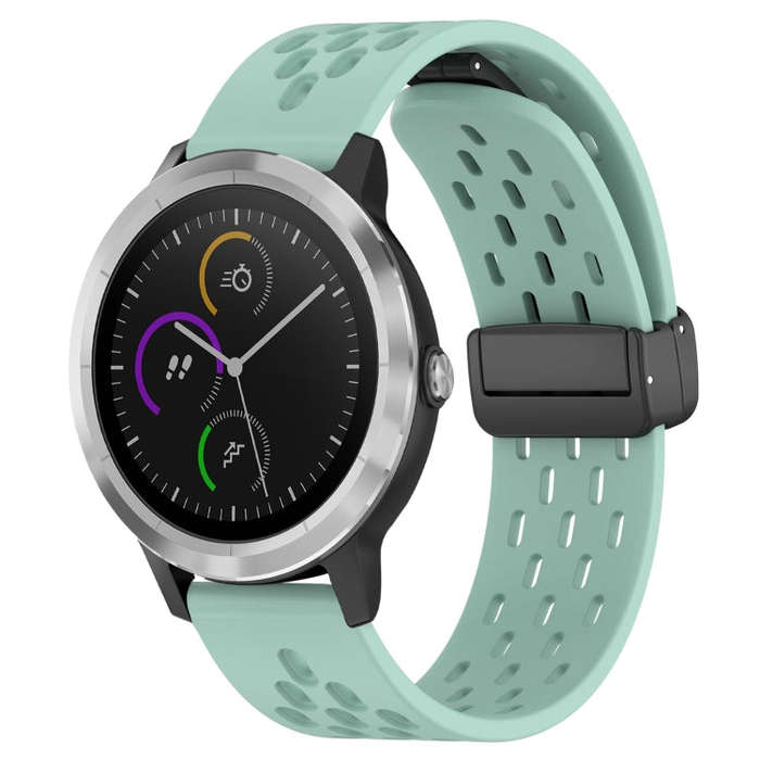 For Garmin Vivoactive3 20mm Folding Magnetic Clasp Silicone Watch Band(Teal)