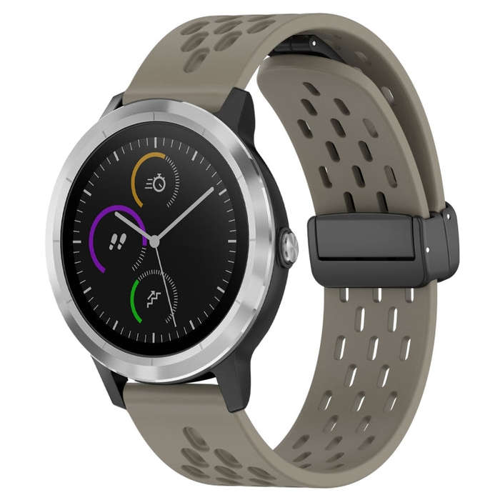 For Garmin Vivoactive3 20mm Folding Magnetic Clasp Silicone Watch Band(Space Ash)