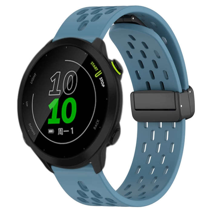 For Garmin Forerunner 158 20mm Folding Magnetic Clasp Silicone Watch Band(Blue)