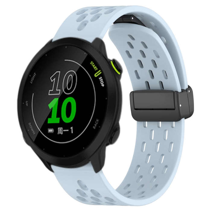 For Garmin Forerunner 158 20mm Folding Magnetic Clasp Silicone Watch Band(Light Blue)