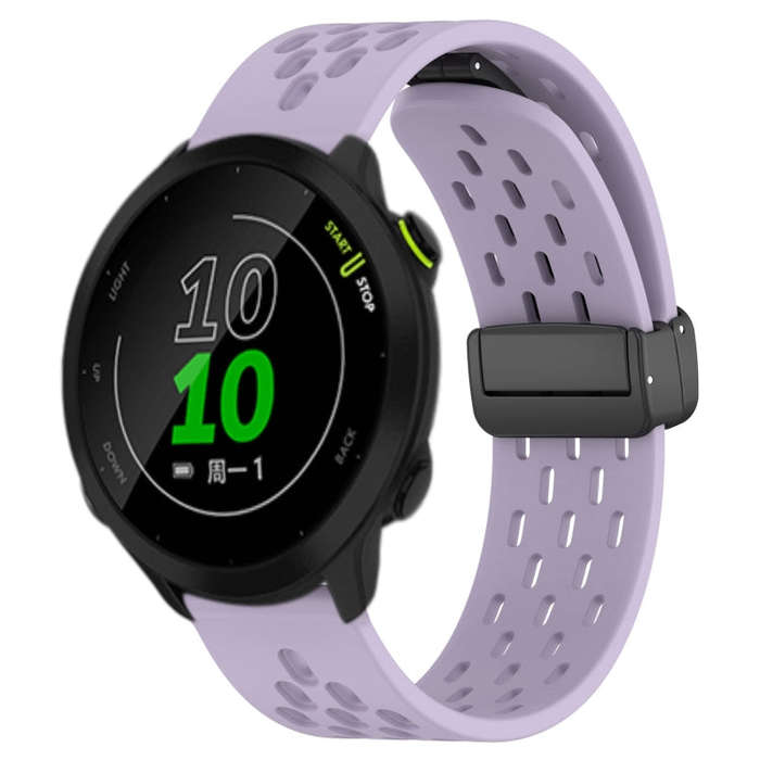 For Garmin Forerunner 158 20mm Folding Magnetic Clasp Silicone Watch Band(Purple)