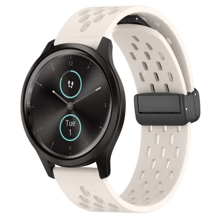 For Garmin VivoMove Style 20mm Folding Magnetic Clasp Silicone Watch Band(Starlight Color)