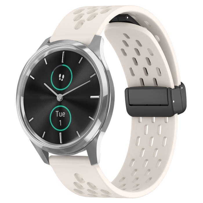 For Garmin VivoMove Luxe 20mm Folding Magnetic Clasp Silicone Watch Band(Starlight Color)