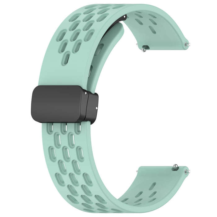 For Garmin Forerunner Sq2 20mm Folding Magnetic Clasp Silicone Watch Band(Teal)