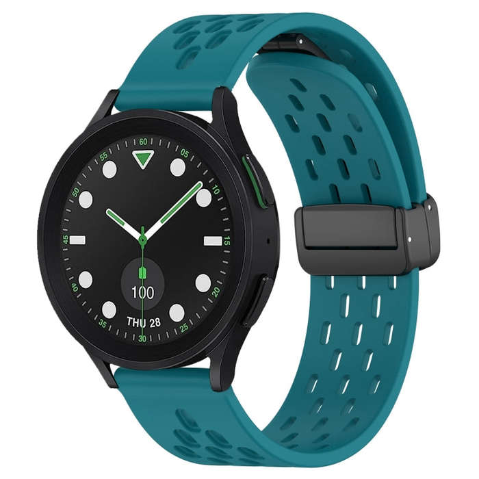 For Samsung Galaxy watch 5 Pro Golf Edition 20mm Folding Magnetic Clasp Silicone Watch Band(Hidde...