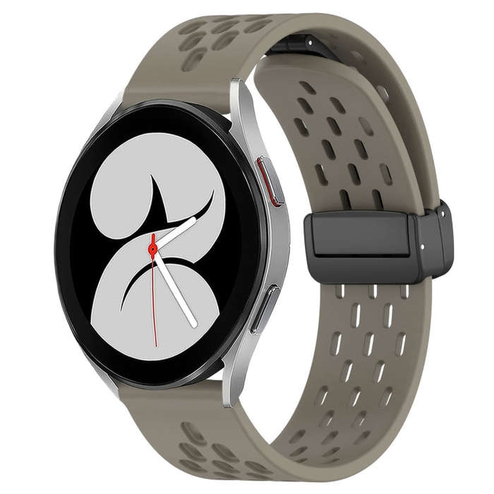 For Samsung Galaxy Watch 4 40mm 20mm Folding Magnetic Clasp Silicone Watch Band(Space Ash)