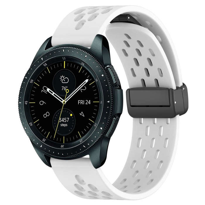 For Samsung Galaxy Watch 42mm 20mm Folding Magnetic Clasp Silicone Watch Band(White)