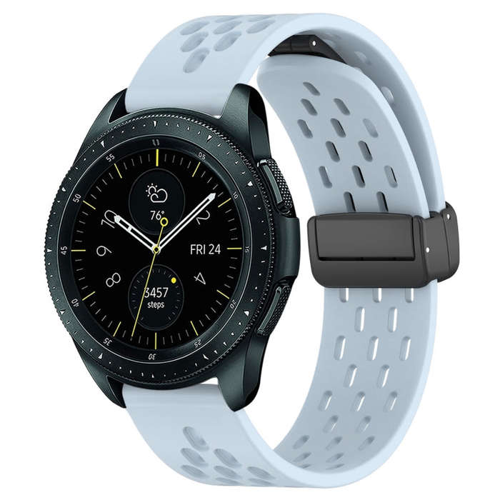 For Samsung Galaxy Watch 42mm 20mm Folding Magnetic Clasp Silicone Watch Band(Light Blue)