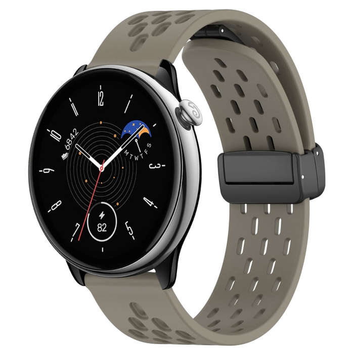 For Amazfit GTR Mini 20mm Folding Magnetic Clasp Silicone Watch Band(Space Ash)