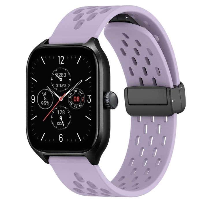 For Amazfit GTS 4 20mm Folding Magnetic Clasp Silicone Watch Band(Purple)