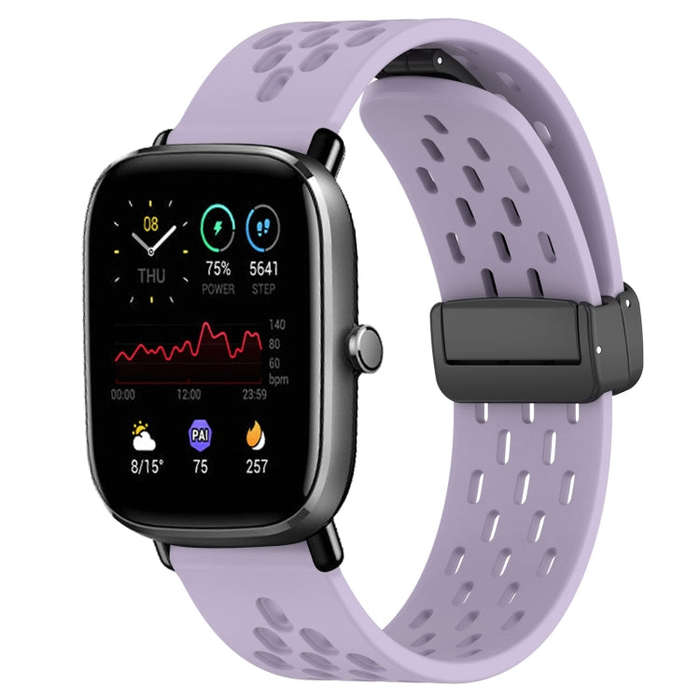 For Amazfit GTS 4 Mini 20mm Folding Magnetic Clasp Silicone Watch Band(Purple)