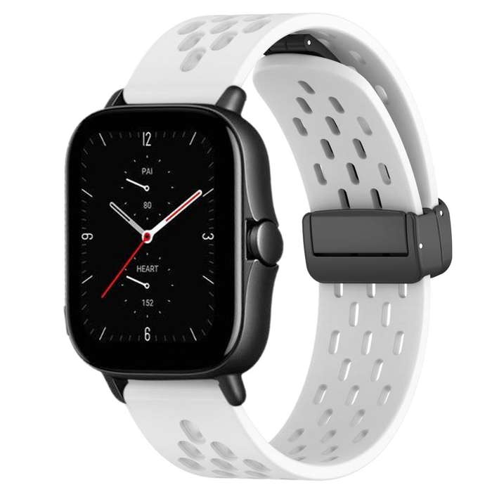 For Amazfit GTS 2E 20mm Folding Magnetic Clasp Silicone Watch Band(White)