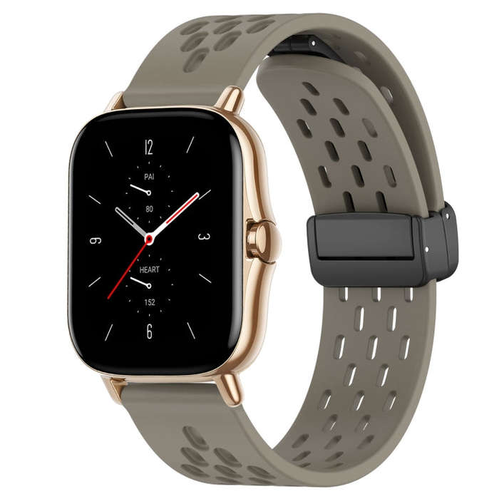 For Amazfit GTS 2 20mm Folding Magnetic Clasp Silicone Watch Band(Space Ash)