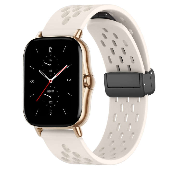 For Amazfit GTS 2 20mm Folding Magnetic Clasp Silicone Watch Band(Starlight)