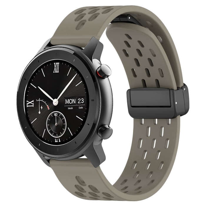 For Amazfit GTR 42mm 20mm Folding Magnetic Clasp Silicone Watch Band(Space Ash)