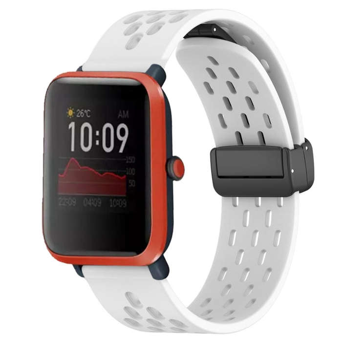 For Amazfit Bip 1S 20mm Folding Magnetic Clasp Silicone Watch Band(White)