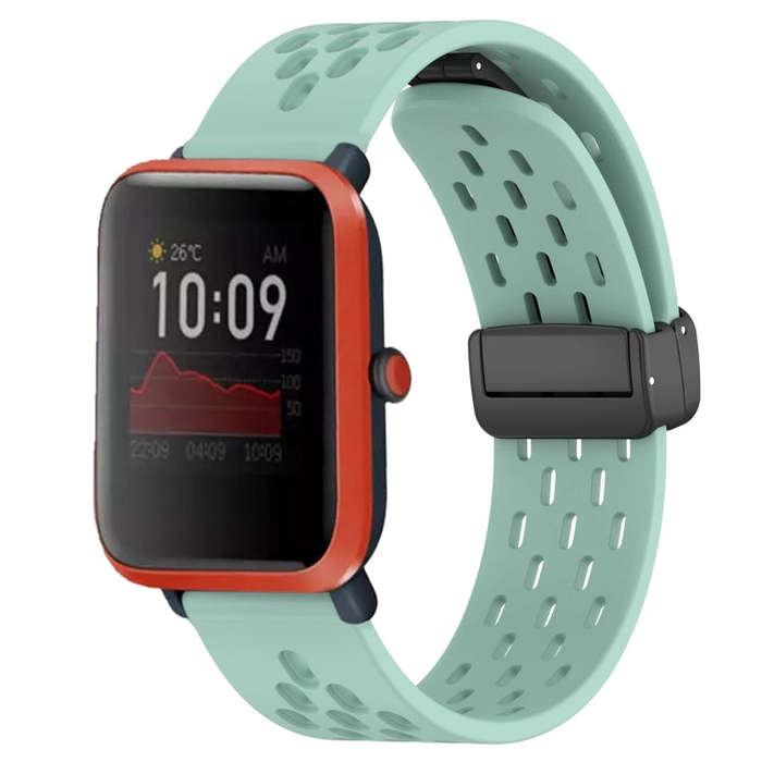 For Amazfit Bip 1S 20mm Folding Magnetic Clasp Silicone Watch Band(Water Duck)