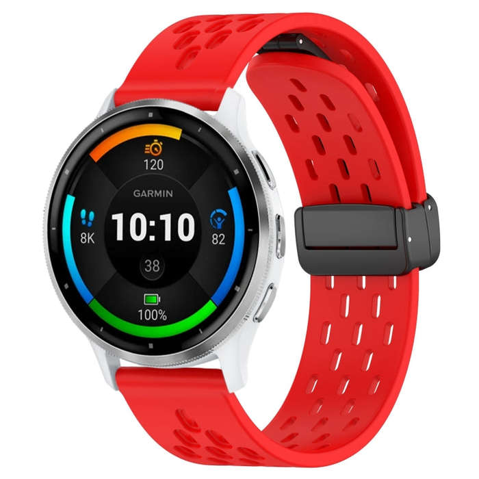 For Garmin Venu 3 22mm Folding Magnetic Clasp Silicone Watch Band(Red)