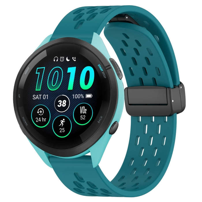 For Garmin Forerunner 265 22mm Folding Magnetic Clasp Silicone Watch Band(Hidden Green)