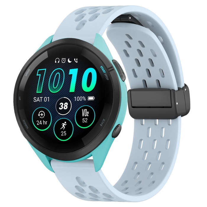 For Garmin Forerunner 265 22mm Folding Magnetic Clasp Silicone Watch Band(Light Blue)