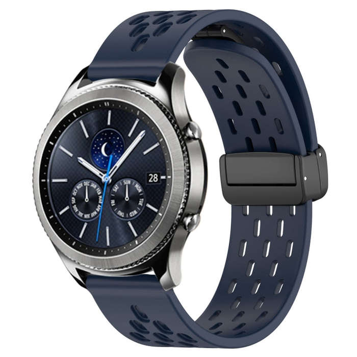 For Samsung Gear S3 Classic 22mm Folding Magnetic Clasp Silicone Watch Band(Midnight Blue)