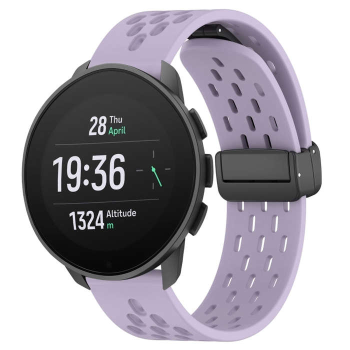 For SUUNTO 9 Peak Pro 22mm Folding Magnetic Clasp Silicone Watch Band(Purple)