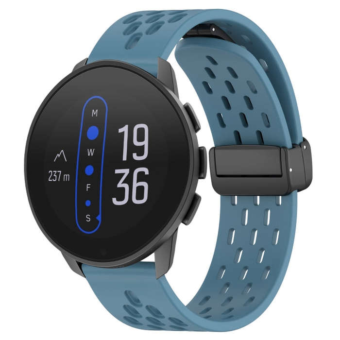 For  SUUNTO 9 Peak 22mm Folding Magnetic Clasp Silicone Watch Band(Blue)