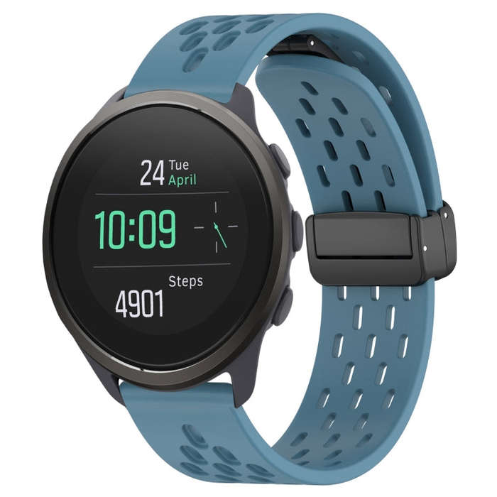 For SUUNTO 5 Peak 22mm Folding Magnetic Clasp Silicone Watch Band(Blue)