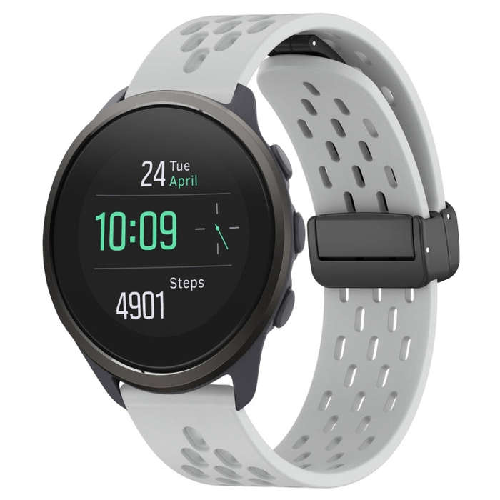 For SUUNTO 5 Peak 22mm Folding Magnetic Clasp Silicone Watch Band(Light Grey)