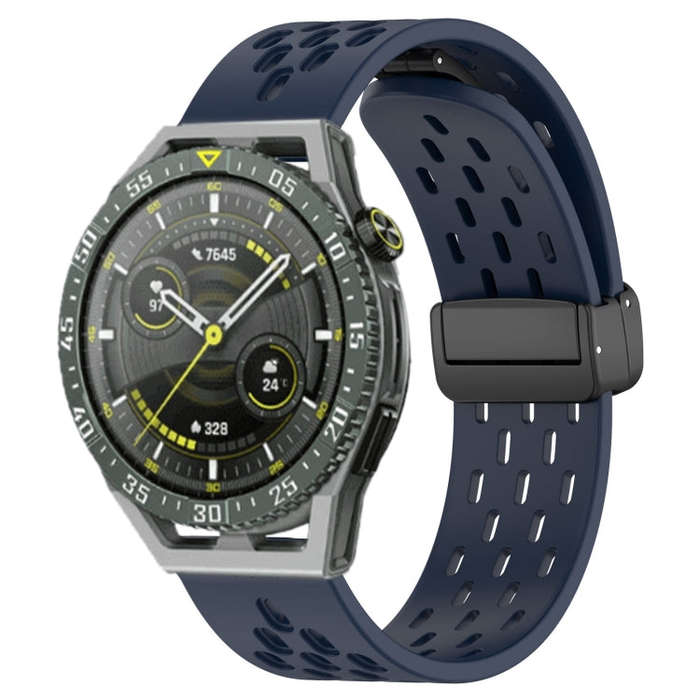 For Huawei Watch GT3 SE 22mm Folding Magnetic Clasp Silicone Watch Band(Midnight Blue)