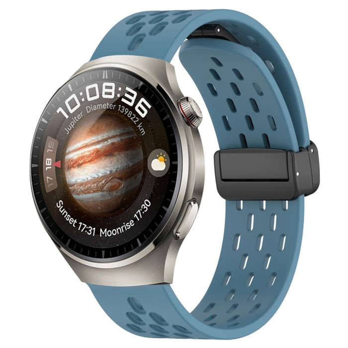 For Huawei Watch 4 22mm Folding Magnetic Clasp Silicone Watch Band(Blue)
