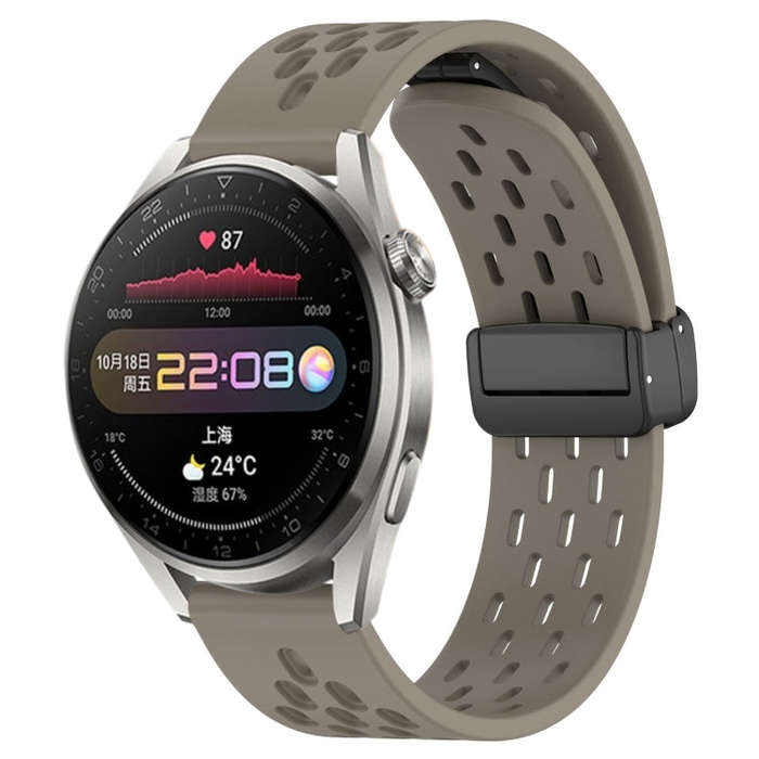 For Huawei Watch 3 Pro 22mm Folding Magnetic Clasp Silicone Watch Band(Space Ash)