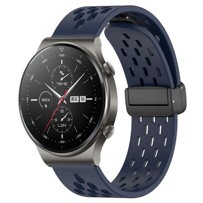 For Huawei GT2 Pro 22mm Folding Magnetic Clasp Silicone Watch Band(Midnight Blue)