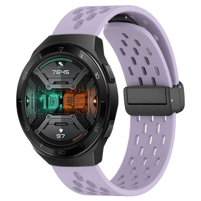 For Huawei Watch GT 2E 22mm Folding Magnetic Clasp Silicone Watch Band(Purple)