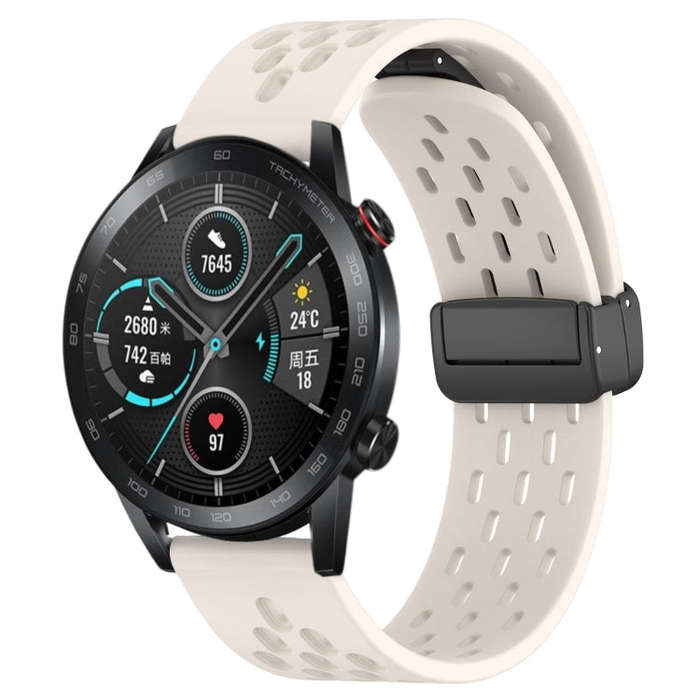 For Honor Magic Watch 2 46mm 22mm Folding Magnetic Clasp Silicone Watch Band(Starlight Color)