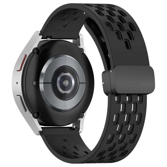 For Samsung Galaxy Watch Active 20mm Folding Magnetic Clasp Silicone Watch Band(Black)