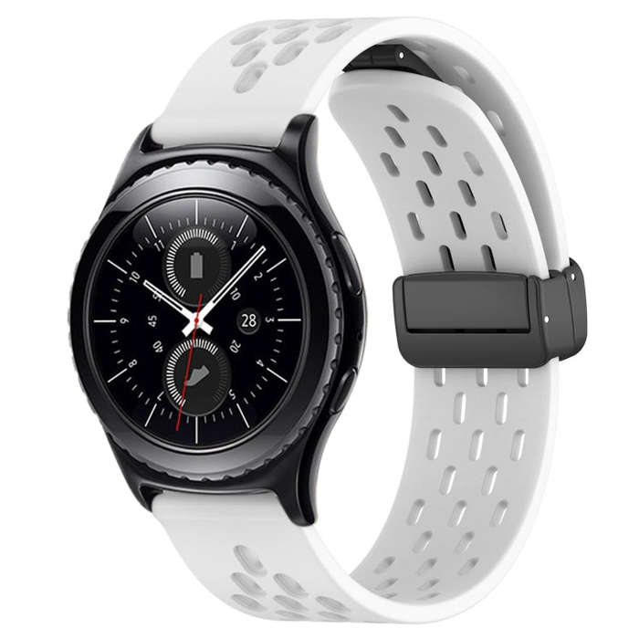 For Samsung Gear S2 Classic 20mm Folding Magnetic Clasp Silicone Watch Band(White)