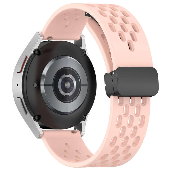 For Samsung Gear S2 Classic 20mm Folding Magnetic Clasp Silicone Watch Band(Light Pink)