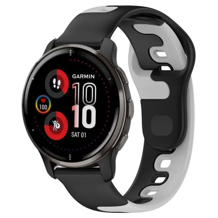 For Garmin Venu 2 Plus 20mm Double Color Silicone Watch Band(Black+Grey)