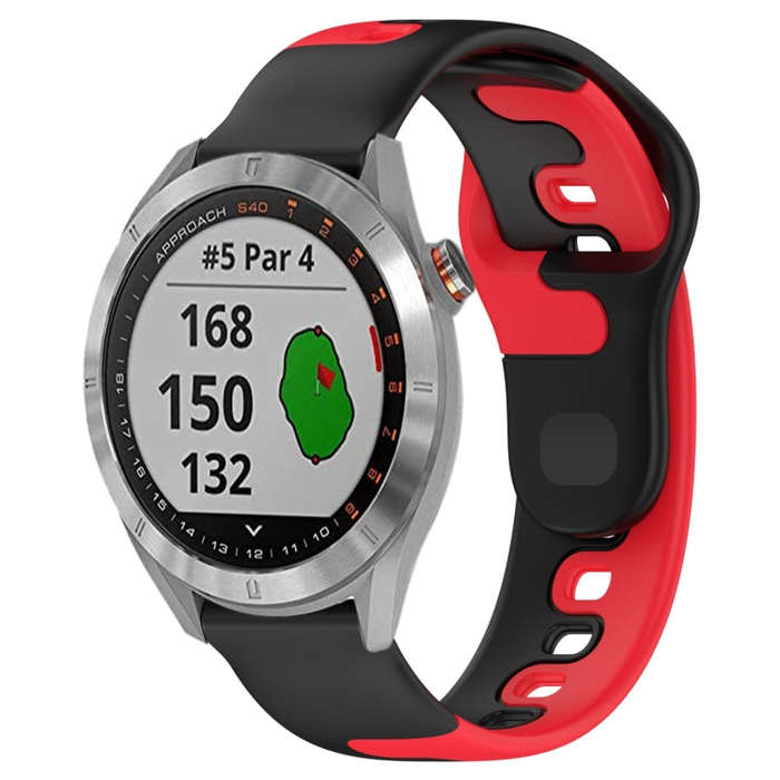 For Garmin Approach S40 20mm Double Color Silicone Watch Band(Black+Red)