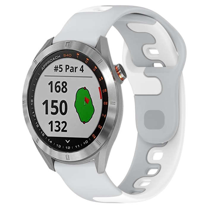 For Garmin Approach S40 20mm Double Color Silicone Watch Band(Grey+White)