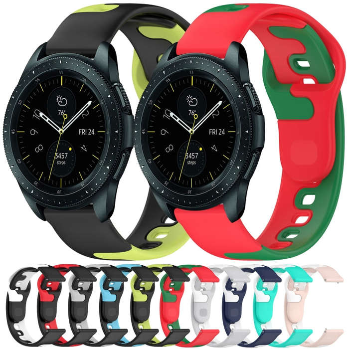 For Samsung  Galaxy Watch 4 Classic 46mm 20mm Double Color Silicone Watch Band(Black+Blue)