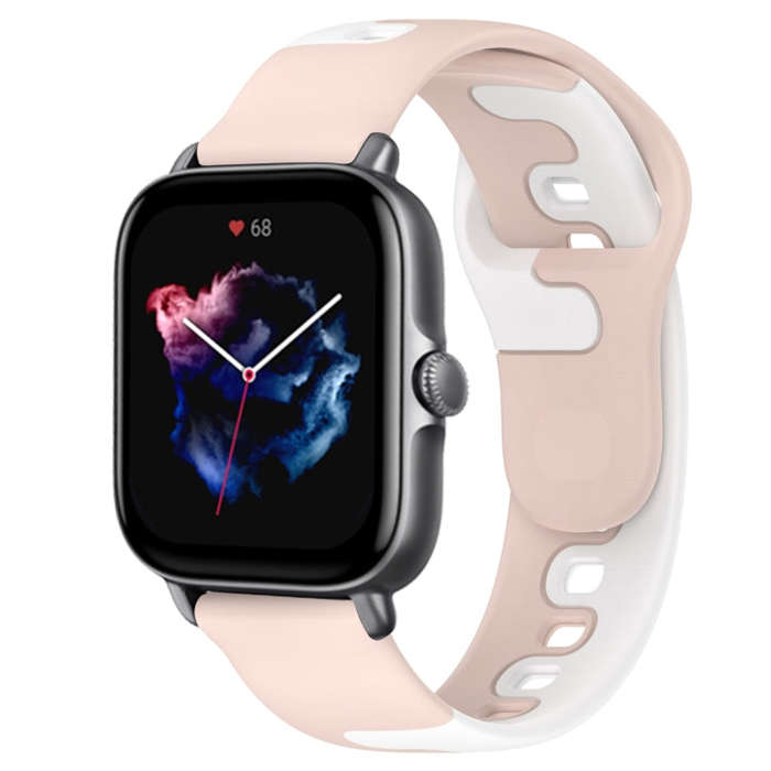 For Amazfit GTS 3 20mm Double Color Silicone Watch Band(Pink+White)