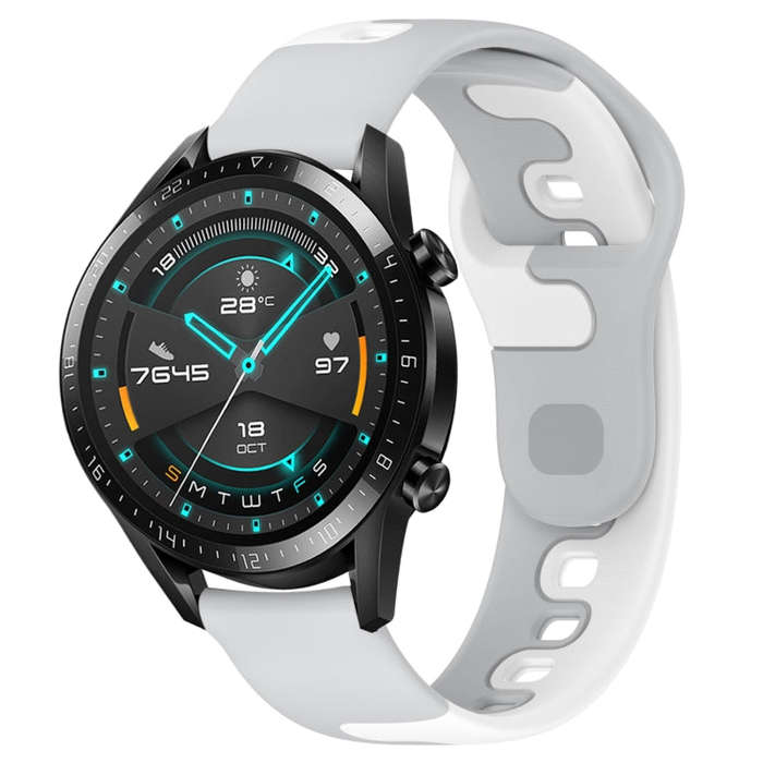 For Huawei GT2 46mm 22mm Double Color Silicone Watch Band(Grey+White)