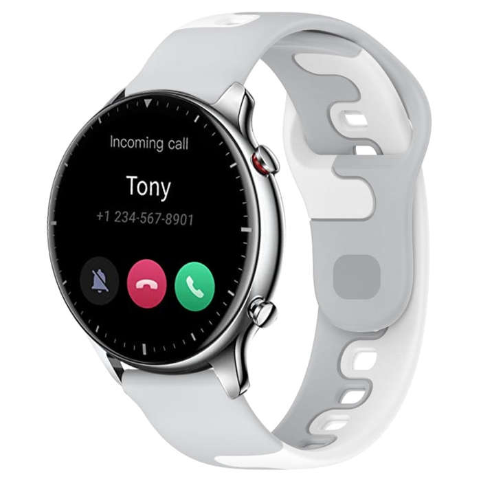 For Amazfit GTR 2 22mm Double Color Silicone Watch Band(Grey+White)