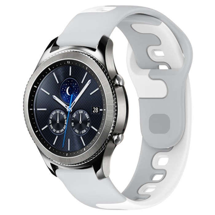 For Samsung Gear S3 Classic 22mm Double Color Silicone Watch Band(Grey+White)