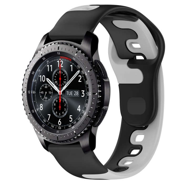 For Samsung Gear S3 Frontier 22mm Double Color Silicone Watch Band(Black+Grey)