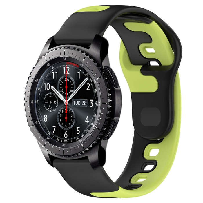 For Samsung Gear S3 Frontier 22mm Double Color Silicone Watch Band(Black+Green)