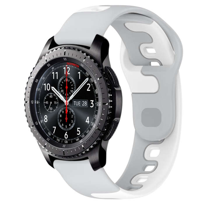 For Samsung Gear S3 Frontier 22mm Double Color Silicone Watch Band(Grey+White)